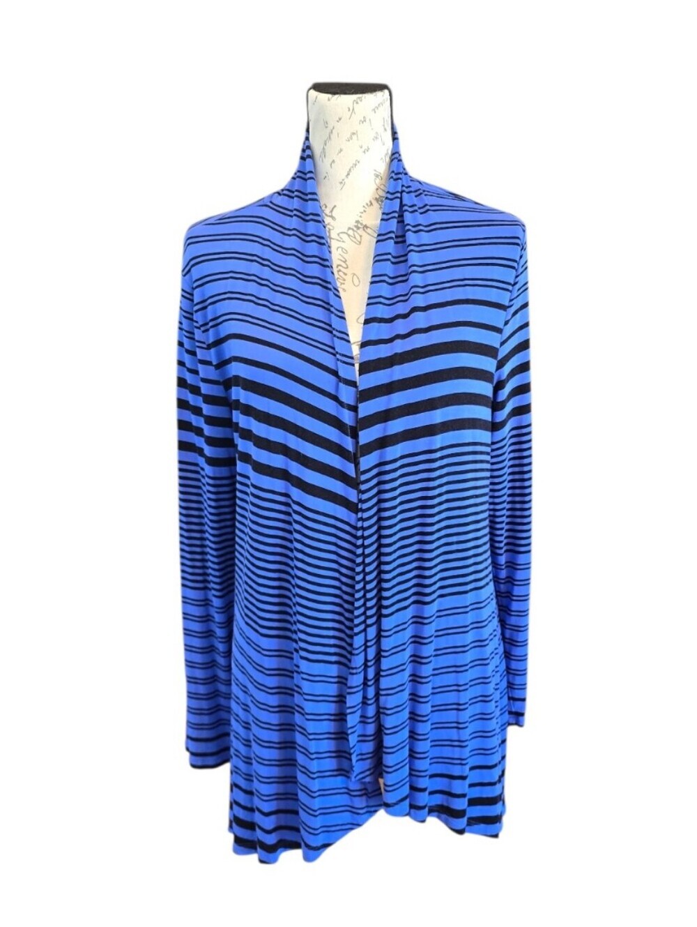 Soma Loungewear Cobalt Blue Black Stripe Cardigan L